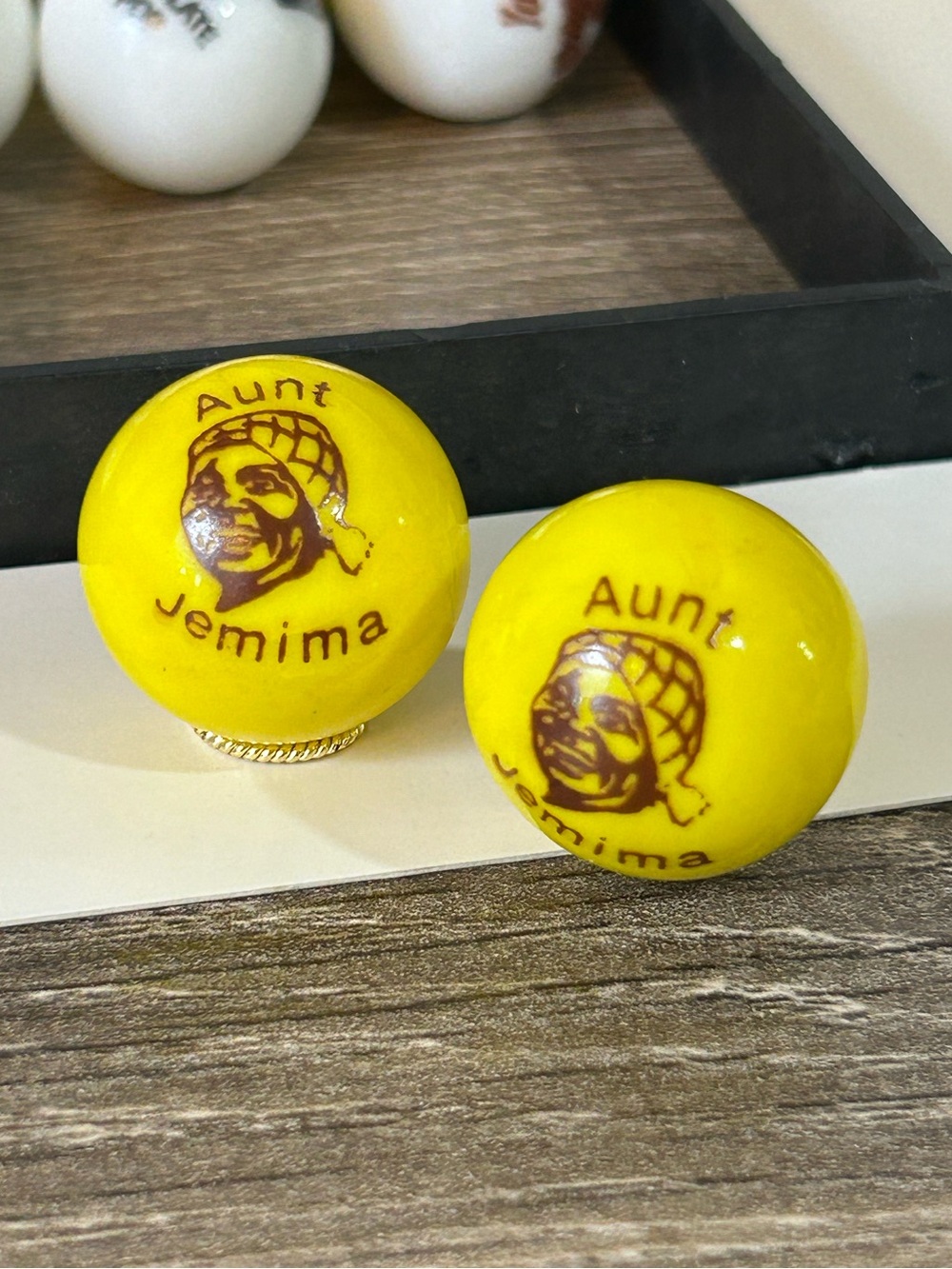 rare Aunt Jemima yellow glass marbles